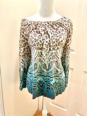 2K16 Vintage Chico's brown & blue leopard print blouse
 - Brown & Teal